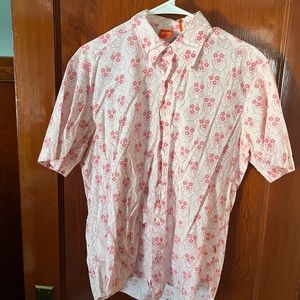 Hugo Boss men’s slim fit floral print short sleeve Oxford